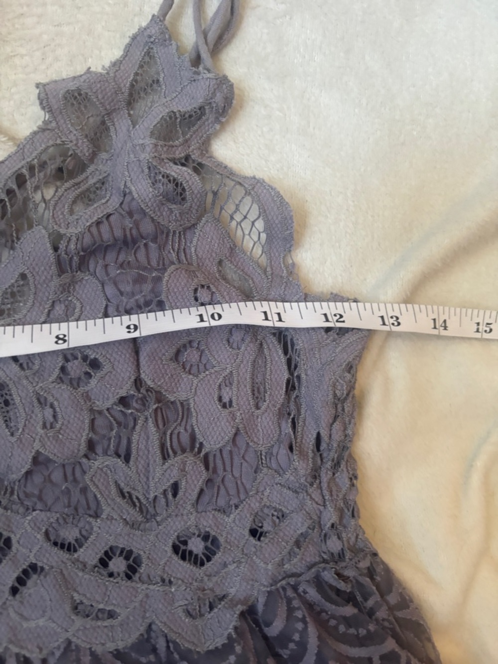 Free People Lace Slip Dress Purple Boho Crochet Mini Adella Style XS - Picture 5 of 8